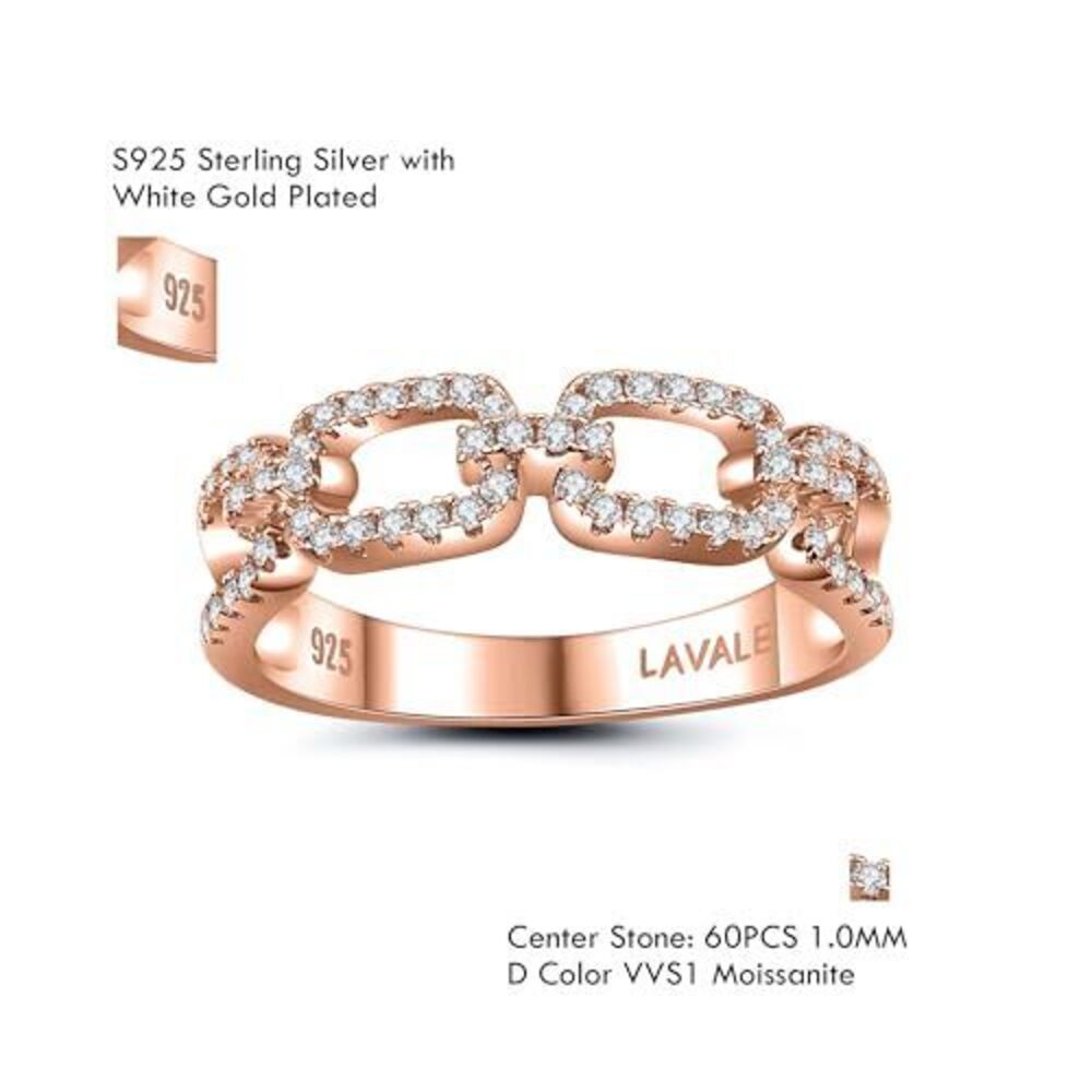 14K Rose Gold Filled S925 Moissanite Half Eternity Link Stackable Ring